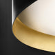 Detailansicht der Panzeri Ginevra LED Deckenlampe Gold mit mikroprismatischem Diffusor.