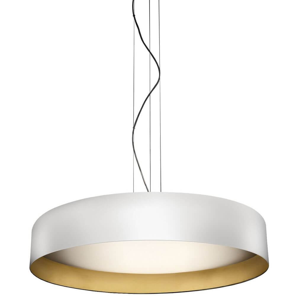 Panzeri Ginevra LED Hängelampe indirekt/direkt in modernem Design mit goldener Innenfarbe.