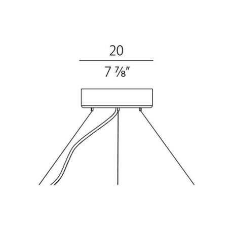 Panzeri Golden Ring baldakin teknisk tegning med mål på 20 cm og 7 7/8 tommer.