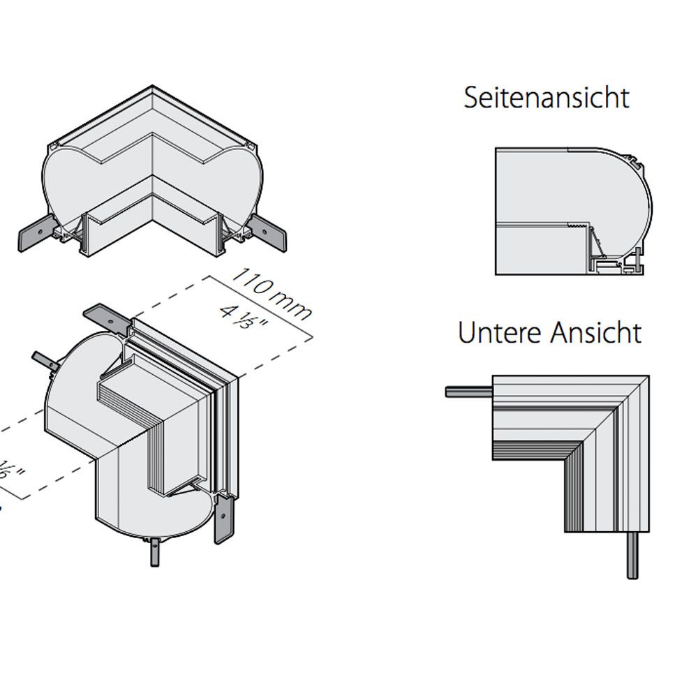 Panzeri Manhattan corners for recessed profile