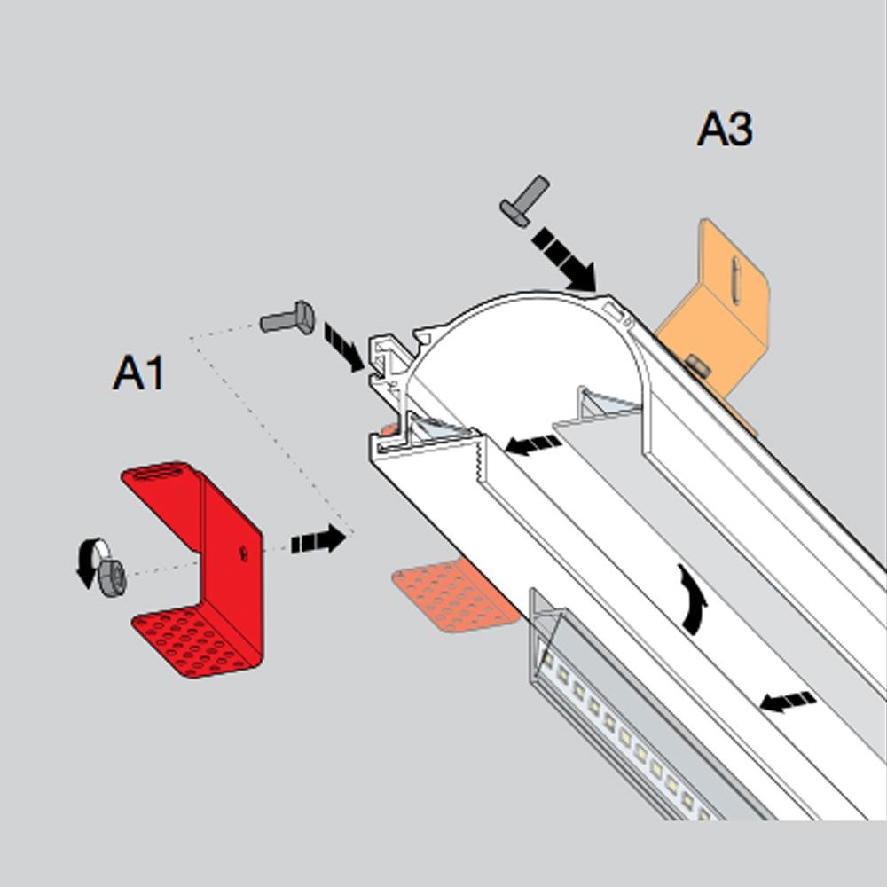 Panzeri Manhattan mounting accessories for recessed profile