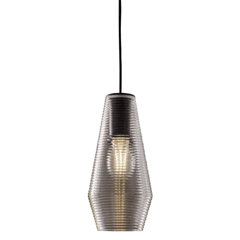 Panzeri Olivia Pendellampe mit geripptem Glas, moderne Pendelleuchte im Retro-Look, glänzendes Design.