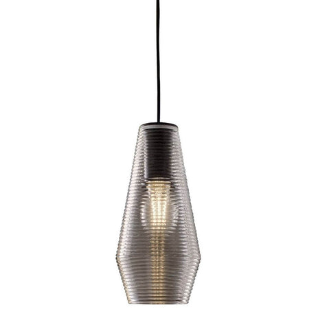 Panzeri Olivia Pendellampe mit geripptem Glas, moderne Pendelleuchte im Retro-Look, glänzendes Design.