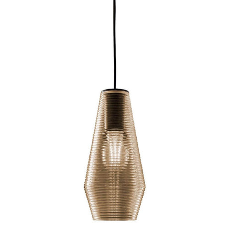 Panzeri Olivia Pendellampe mit geripptem Glas in eleganter Form und Retro-Look, ideal für stilvolle Beleuchtung.