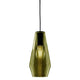 Panzeri Olivia Pendellampe mit geripptem Glas in gelber Farbe, modernes Retro-Design.