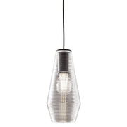 Panzeri Olivia pendant lamp with ribbed glass, elegant and modern pendant light in a retro look.