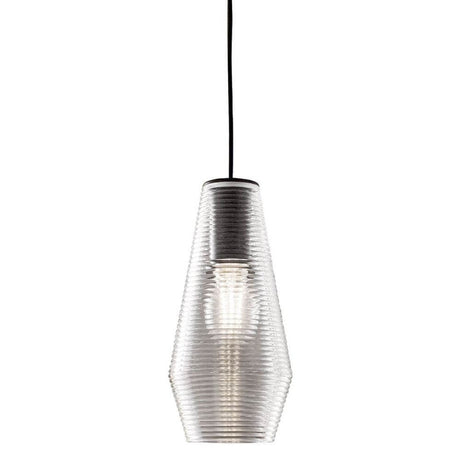 Panzeri Olivia Pendellampe mit geripptem Glas, elegante und moderne Pendelleuchte im Retro-Look.