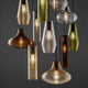 Panzeri Olivia Pendellampe mit geripptem Glas in verschiedenen Glasfarben und Formen, modernes Design