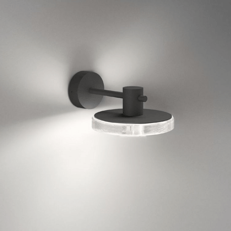 Panzeri Venexia LED outdoor wall light IP65 in an elegant design with a cast glass head and aluminum plate.