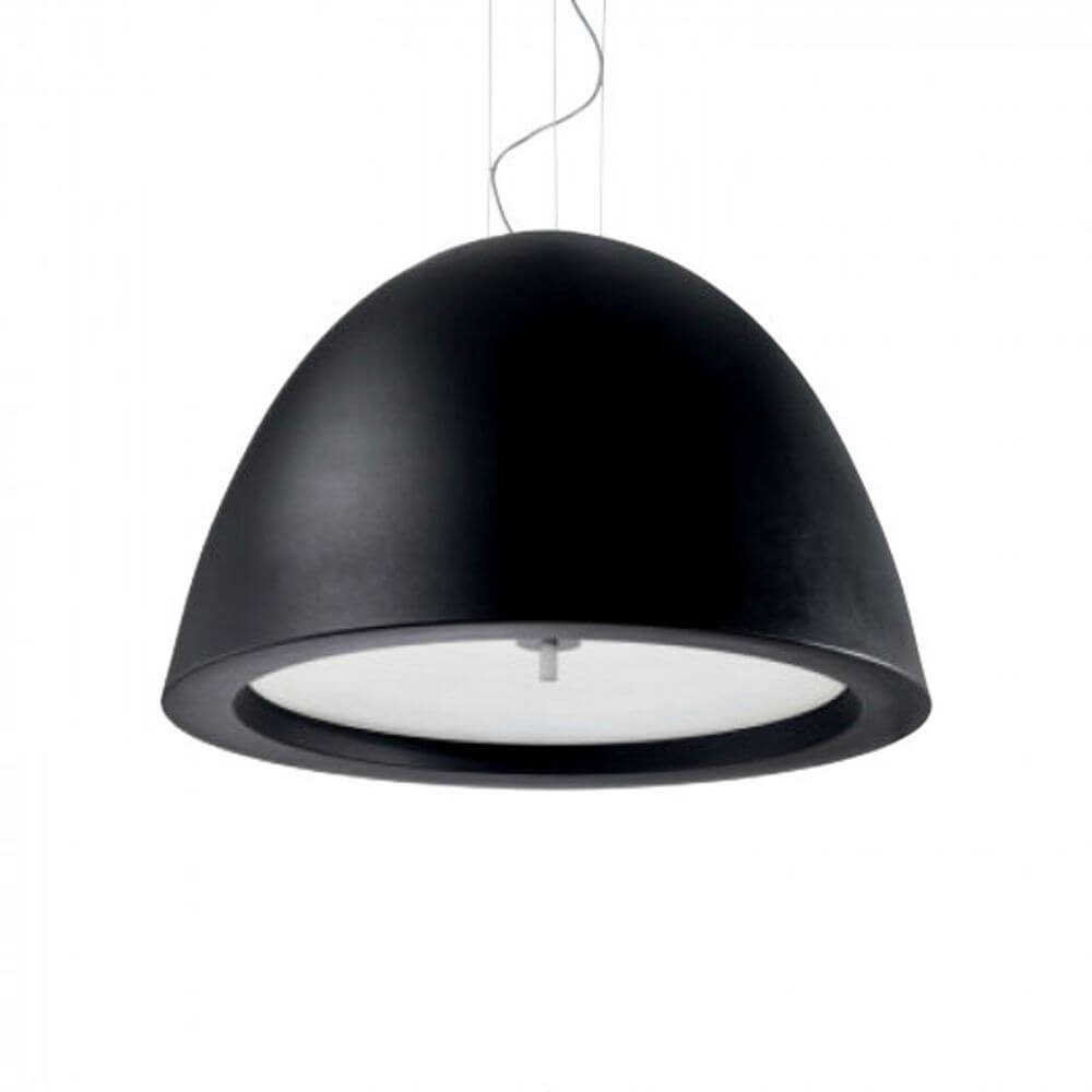 Panzeri Willy Glas XL-pendellampe i svart glass med diffusorplate av glassplate.