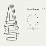 Zero Baldachin für Round / Ellipse / Square  Panzeri Zentrisch 4 Ringe Alu-Matt