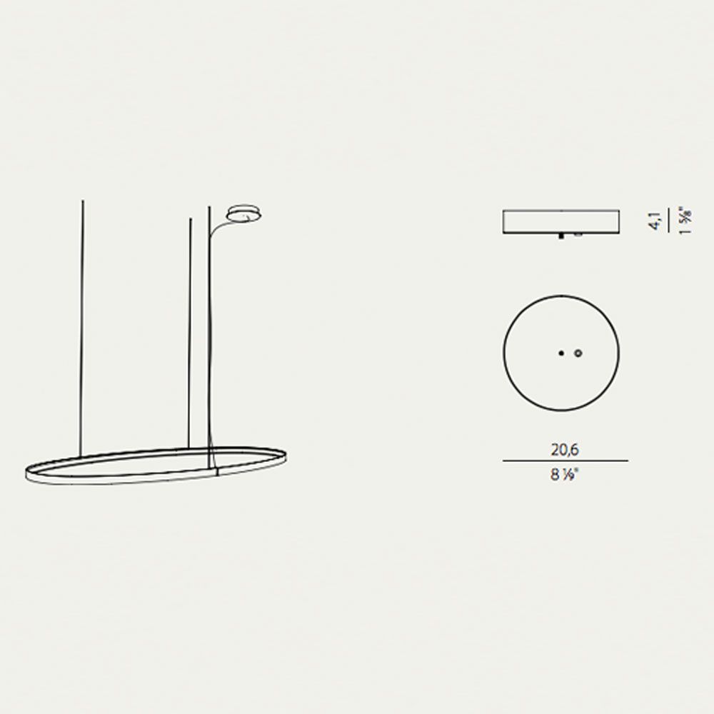 Zero Baldachin für Round / Ellipse / Square  Panzeri Exzentrisch 1 Ring Schwarz