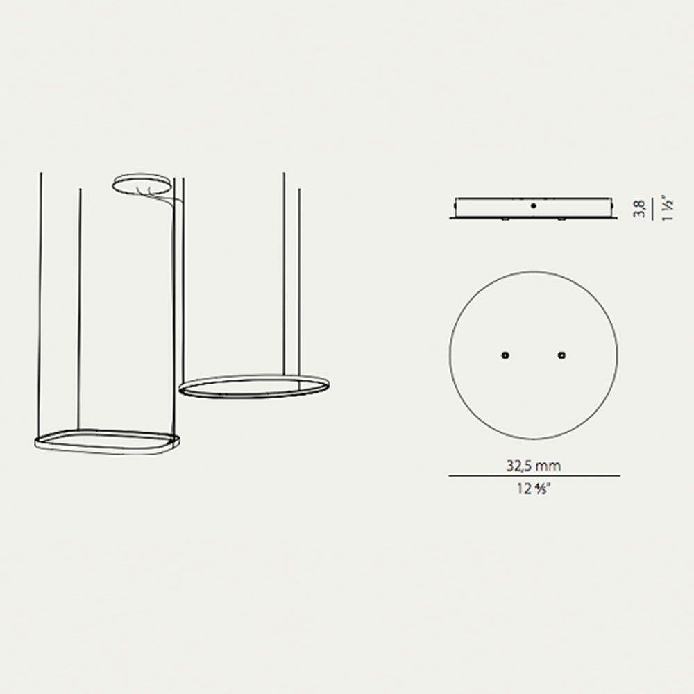 Zero Baldachin für Round / Ellipse / Square  Panzeri Exzentrisch 2 Ringe Gold