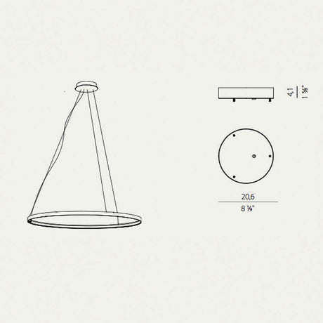 Panzeri Zero baldakin til Round / Ellipse / Square: teknisk tegning med dimensioner og design.