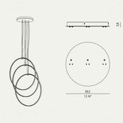 Panzeri Zero Baldachin für Vertical Ringe mit Abmessungen für dimmbare Trafo und Ringe in verschiedenen Farben.