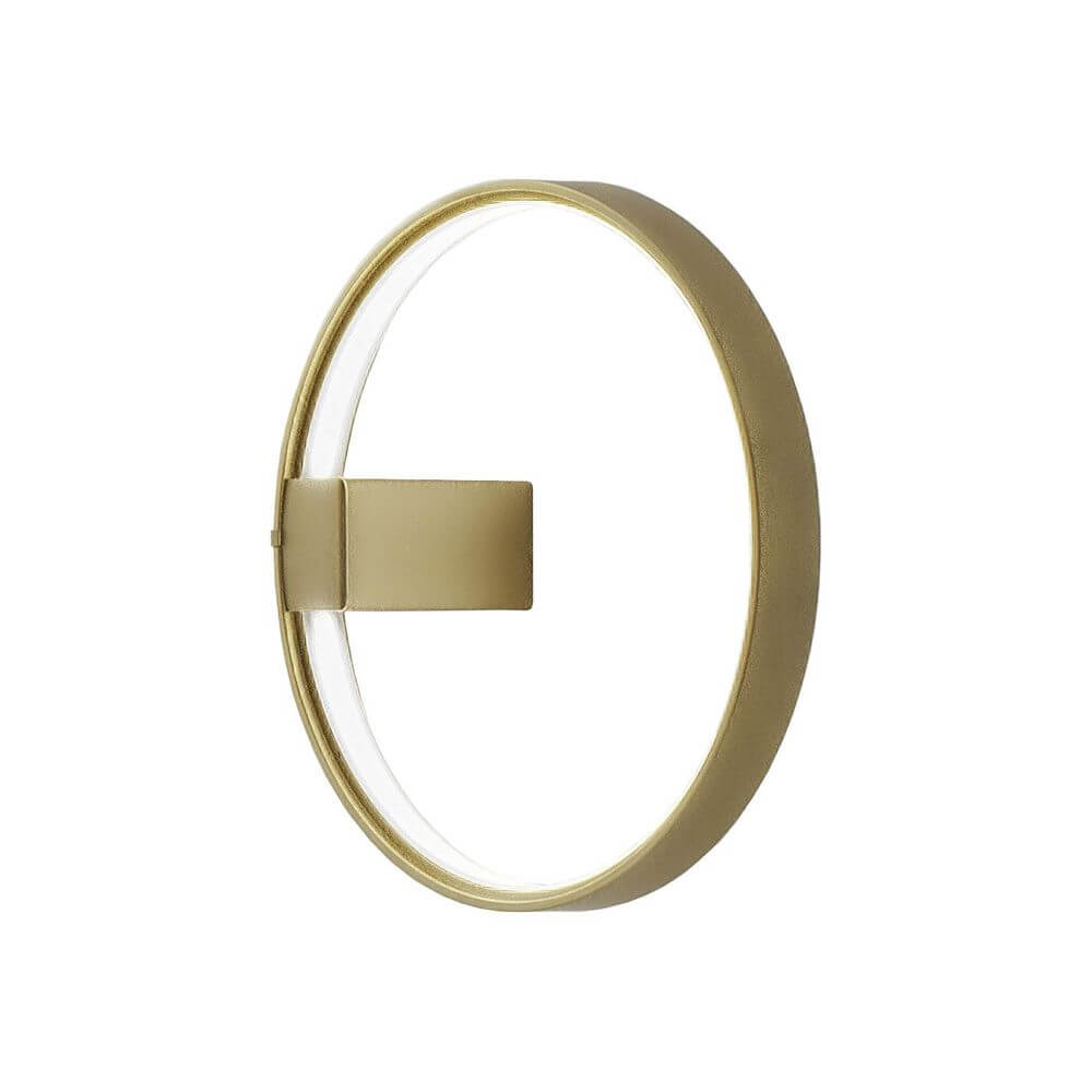Panzeri Zero Round LED-Wandleuchte Ring in minimalistischer goldener Ausführung, ideal für schmale Räume.