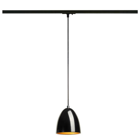 Para Cone 14 1-Phasen Pendelleuchte Rund Schwarz GU10 mit schwarzem Finish und goldenen Innenraum.