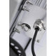 Detailansicht der Anschlussstelle des Park + Light Solarmoduls in Silber, IP65, mit Kabelverbindung.