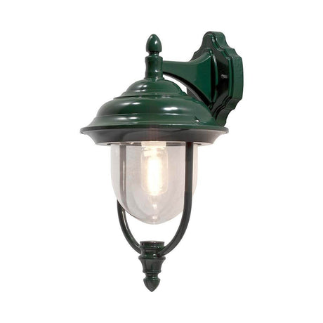 Aplique de parede exterior Parma Verde, acrílico transparente com design elegante para o exterior.