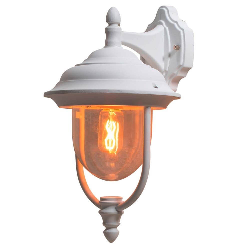 Parma zewnętrzna lampa ścienna biała, przezroczyste szklane akrylowe szkło