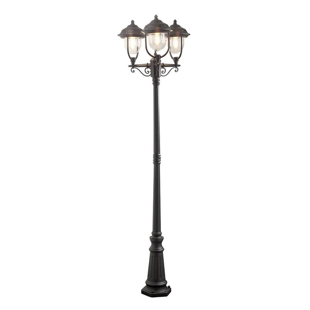 Parma Standleuchte mit 3 Leuchtenköpfen Schwarz, klares Acrylglas in elegantem Design.