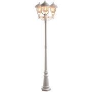 Parma golvlampa med 3 lamphuvuden i vitt, klart akrylglas i en elegant design.