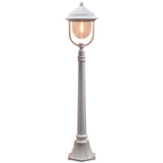 Parma Wegeleuchte Weiß, klares Acrylglas. Elegante Außenbeleuchtung für schöne Gartenakzente.