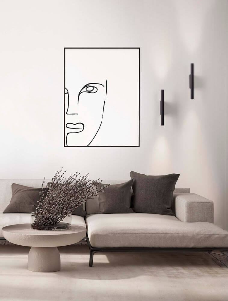 Paron LED Wandleuchte Geriffelt 3000K an einer stilvollen Wand im Wohnzimmer, die modernes Design betont.