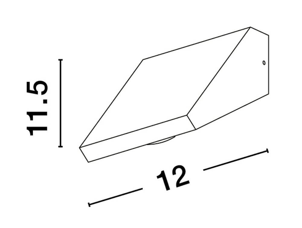 Parris LED Außenwandleuchte 3000K Anthrazit IP65 - technische Zeichnung mit Maßen 11,5 cm und 12 cm.