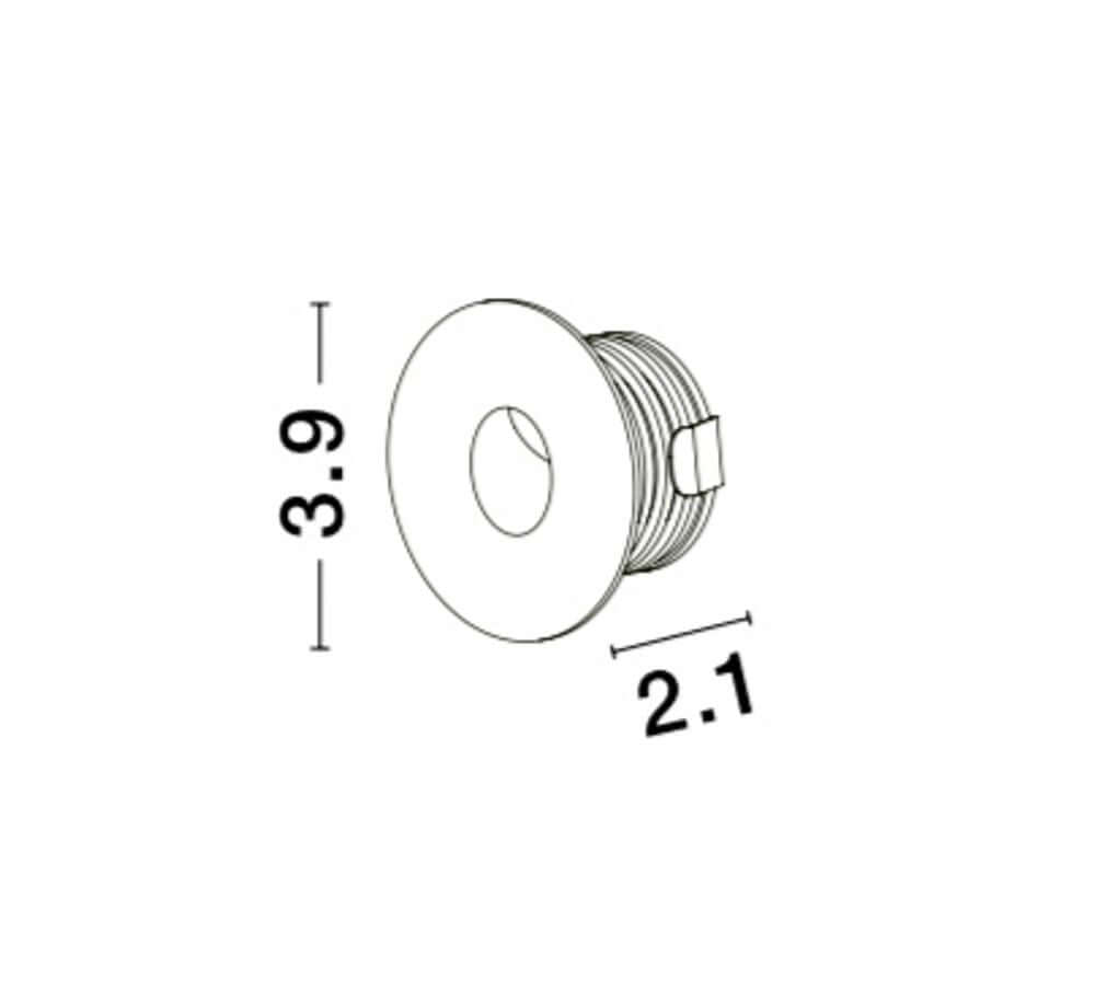 Passagio LED Außenwandeinbauleuchte Ø 3,9cm Lichtauslass Rund 3000K Weiß IP54 Maß Zeichnung