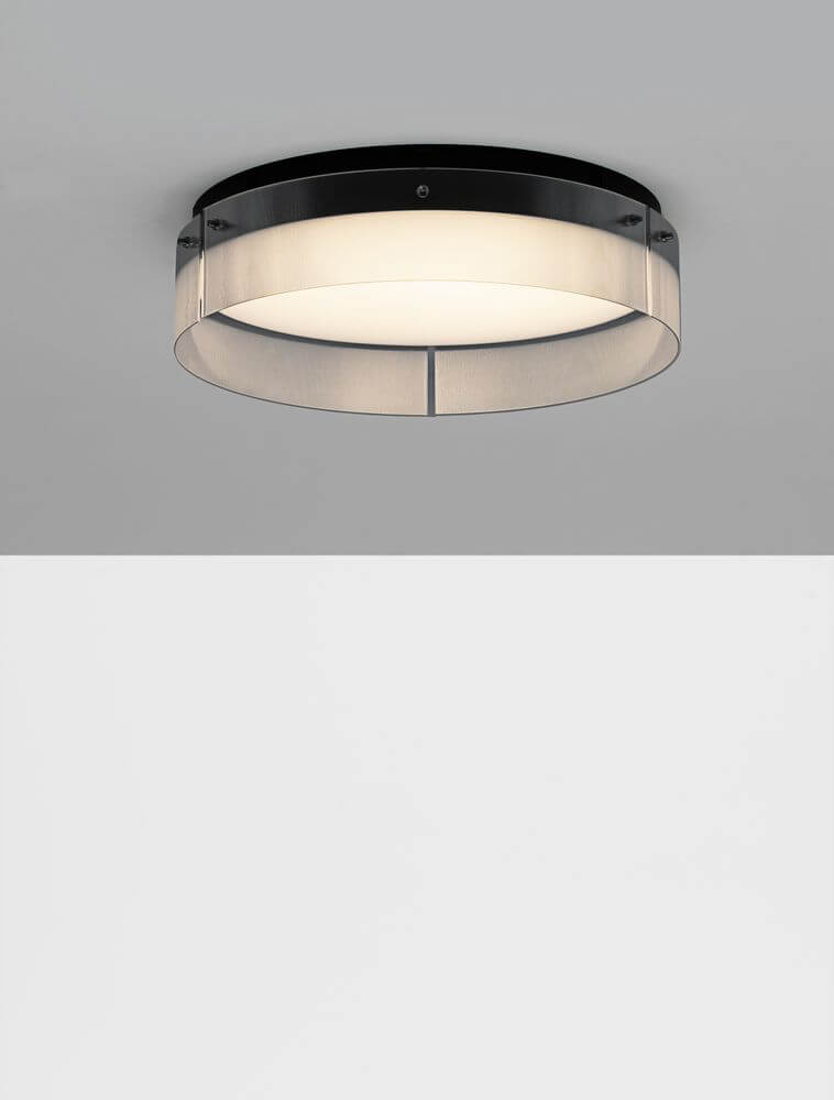 Pauline LED Deckenleuchte 3000K Schwarz mit sanft gebogenem Glas und ultraflachem Profil