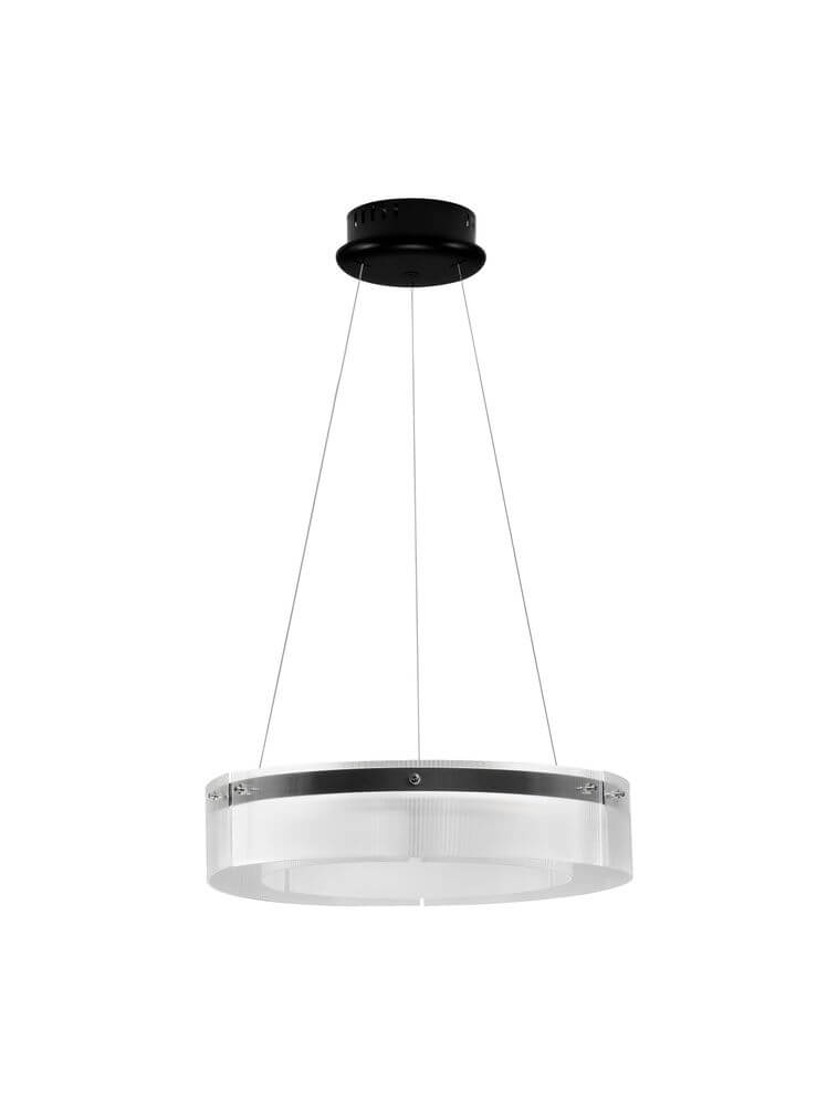Moderne Pauline LED Pendelleuchte in Schwarz mit sanft gebogenem Glas, ultraflaches Design und sanfter Lichtdiffusion.