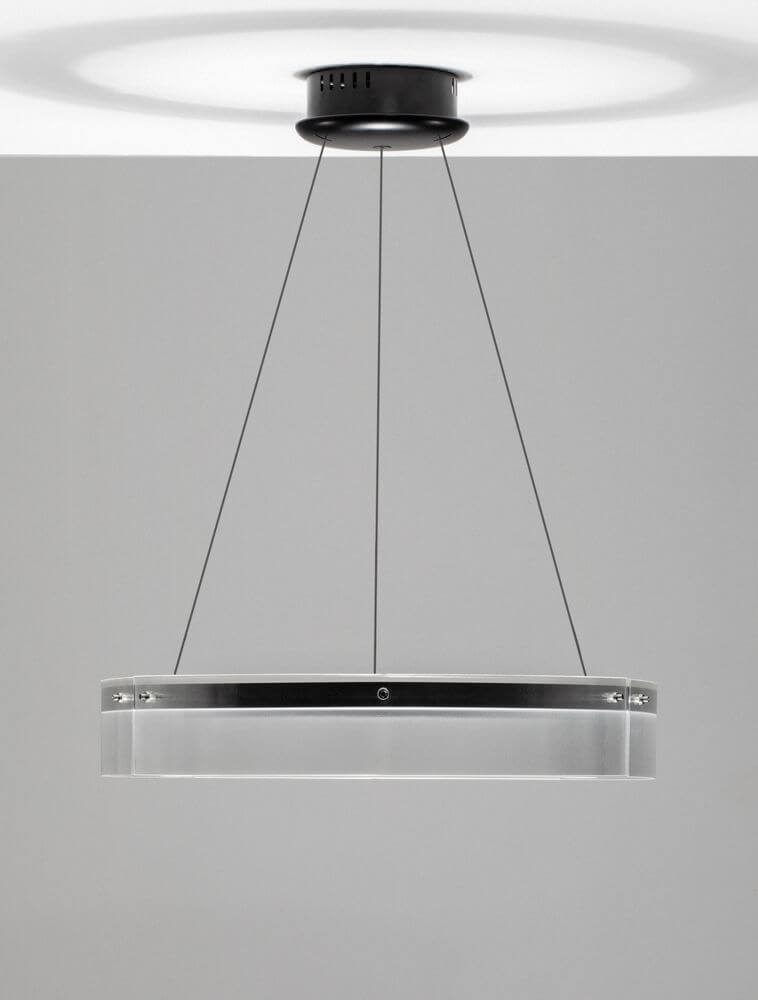 Moderne Pauline LED Pendelleuchte mit sanft gebogenem Glas in Schwarz, für stilvolle Raumbeleuchtung.