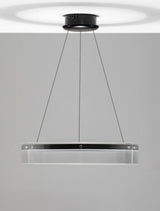 Moderne Pauline LED Pendelleuchte mit sanft gebogenem Glas in Schwarz, für stilvolle Raumbeleuchtung.