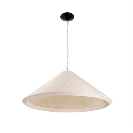 Pendellampe HUE-IN Ø 130cm Weiß mit modernem Design und schwarzem Aufhängungselement.