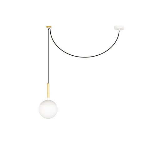 Pendellampe MINE Weiß mit elegantem Design, weißem Lampenschirm und minimalistischer schwarzer Aufhängung.
