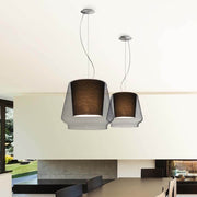 Casablanca Pendelleuchte Aleve L 2-flammig in Anthrazit aus Klarglas, moderne Design-Pendelleuchte für den Wohnraum