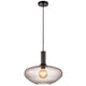 Pendelleuchte Alton 35 aus rauchfarbenem Glas mit eleganter runder Form und schwarzem Detail.