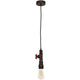Pendelleuchte Amarcord Rostfarben mit rustikalem Design und roter Ventil-Details.