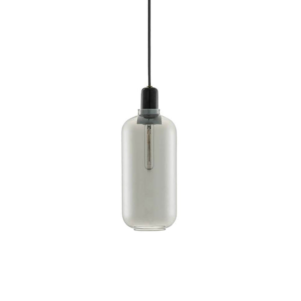 Pendelleuchte Amp L Rauchglas aus Rauchglas mit dekorativer Glühbirne im nostalgischen Design