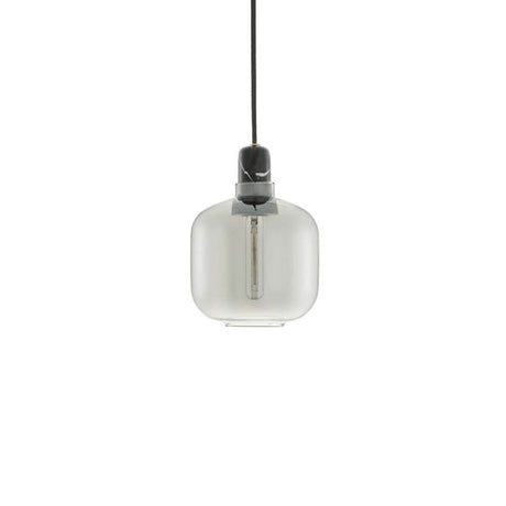 Lampa wisząca Amp S Ø 14cm dymne szkło z dymnoszarym korpusem lampy i dekoracyjną żarówką