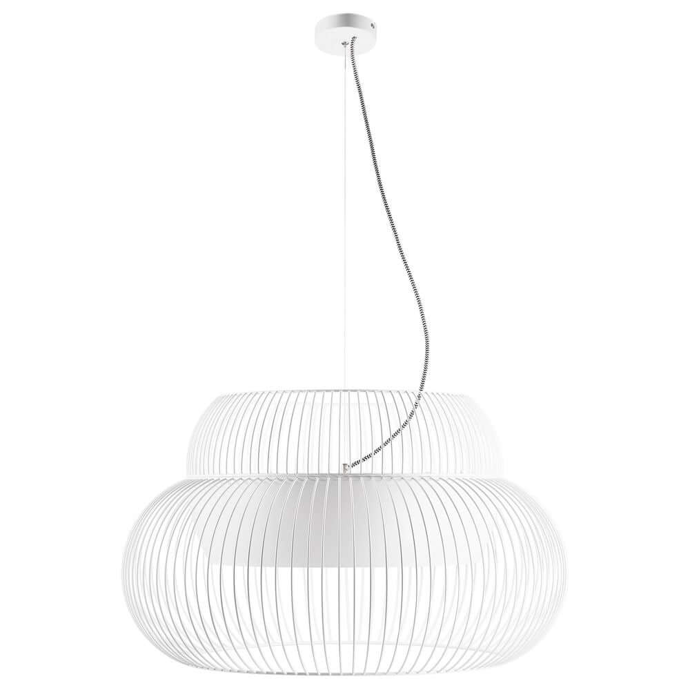 Pendelleuchte Atlas in modernem Design aus weißen metallischen Drähten, ideal für stilvolle Innenräume.
