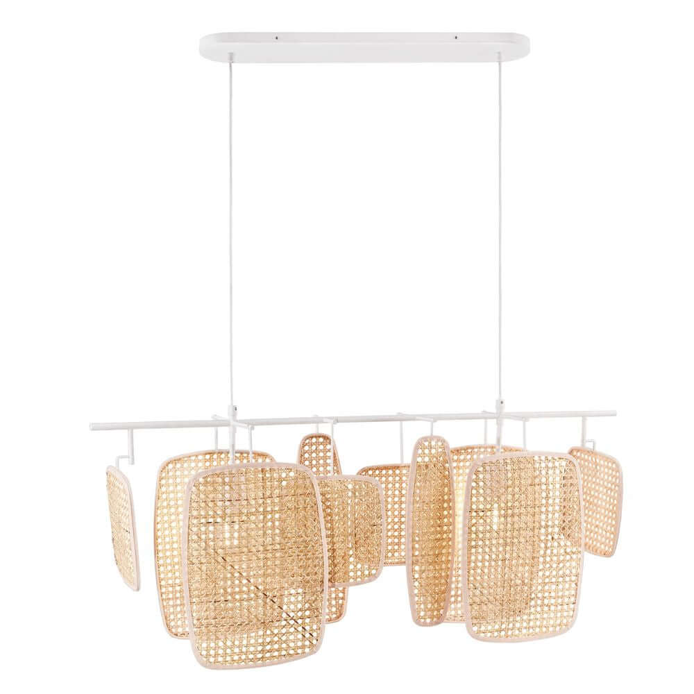 Pendelleuchte Bali Länglich aus Rattan, modernes Design, ideal für Esszimmer und Wohnzimmer
