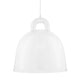 Pendelleuchte Bell L Ø 55cm Weiß – elegante weiße Pendellampe mit industriellem Design und glatter Oberfläche.