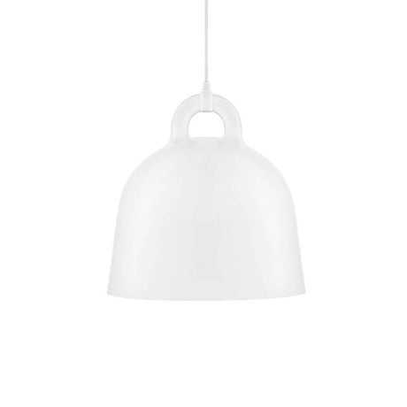 Lampa wisząca Bell M Ø 42cm Biała - elegancka biała lampa w kształcie dzwonu, idealna do pomieszczeń mieszkalnych i biurowych.
