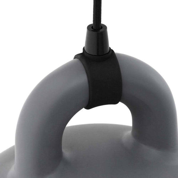 Bell S pendant light Ø 35cm grey detail view of the grey lamp fitting and suspension.