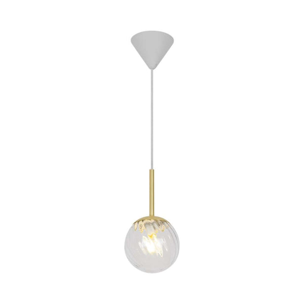 Suspension Chisell 15 en laiton moderne avec verre soufflé à la bouche, inspirée du style Art déco.