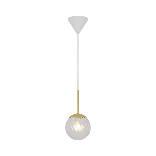 Suspension Chisell 15 en laiton et verre soufflé à la bouche dans le style Art déco.