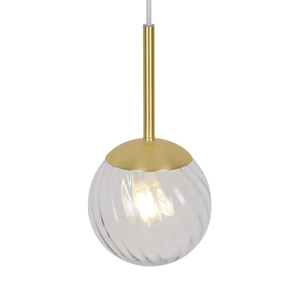 Pendelleuchte Chisell 15 aus mundgeblasenem Glas mit goldenem Element im Art-déco-Stil.