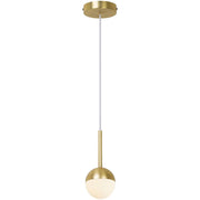 Pendellampe Contina med opalhvit glasskule og gullfarget ramme, stilfullt design for alle rom.